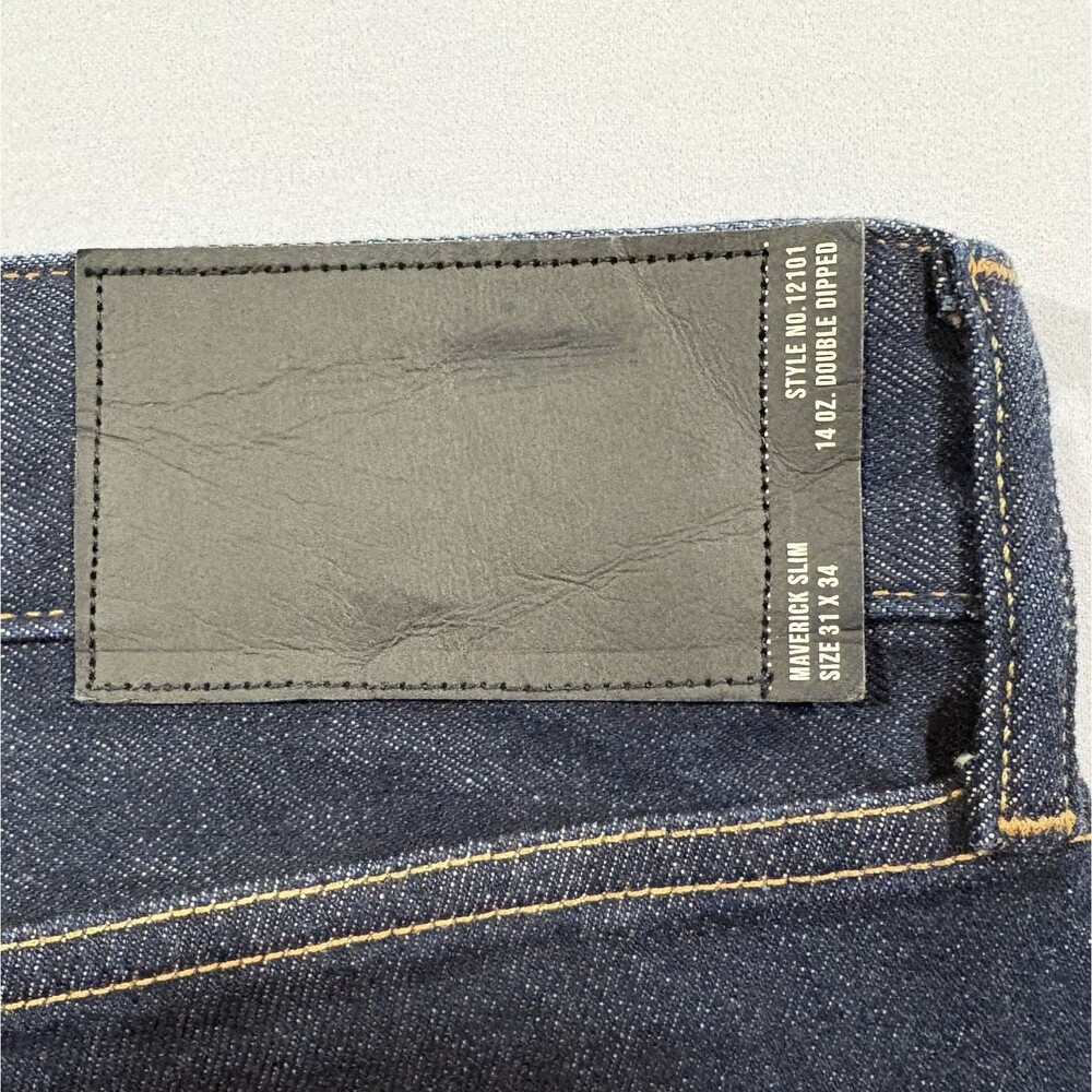 Buck Mason Mens Dark Wash 14oz Double Dipped Slim Fit Denim Jeans Sz 31x34 USA - Picture 13 of 13